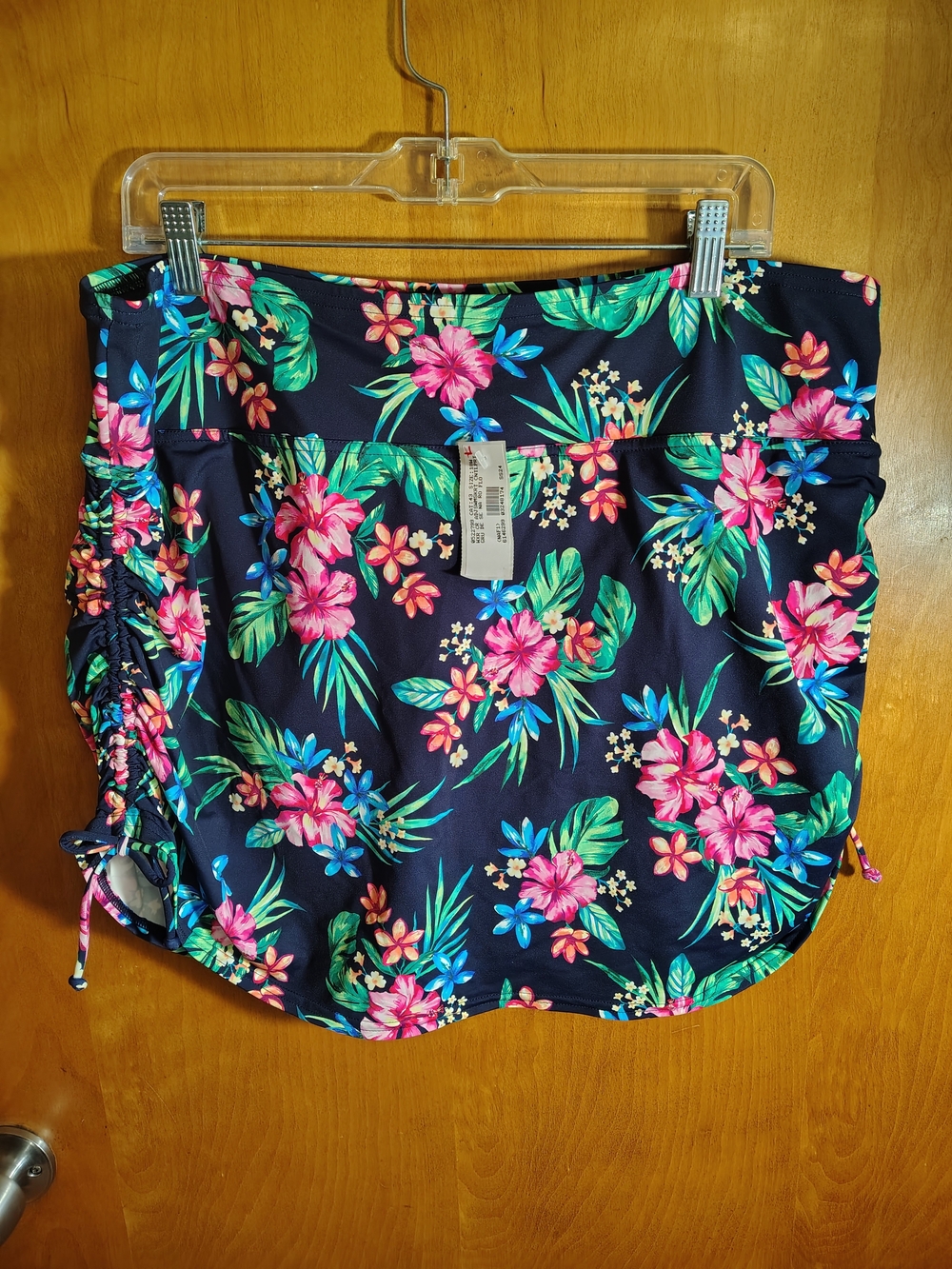 Lands' End Floral Swim Skirt - Navy with Pink & Green Floral